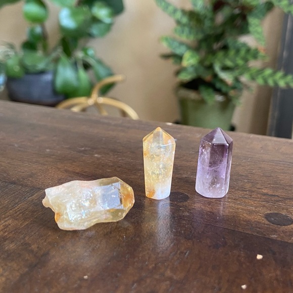 Other - 3 Piece Set- Mini Amethyst Tower, Mini Citrine Tower, Small Raw Citrine